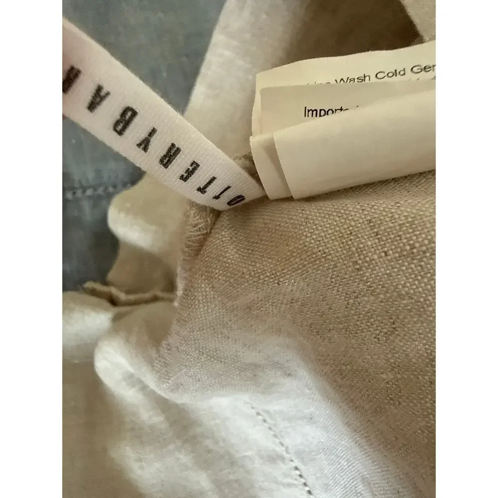 Pottery Barn King 100% Linen Pillowcases 1 Blue and 1 Cream